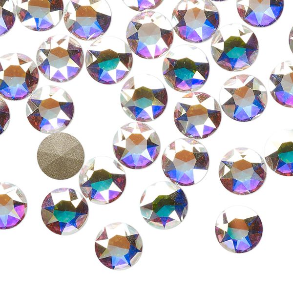 Round stone 144pk crystal AB foil back, Swarovski&reg; 7.07-7.27mm light round SS34 1098 image number 0