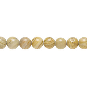 Landscape stone (limestone) 1pkg1, round bead natural, 15.5 inch 6-7mm