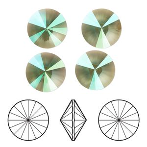 Chaton 4pk light turquoise luminous green, Crystal Passions&reg; 12mm rivoli 1122