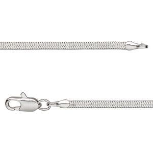 Chain 1pkg1 silver-plated herringbone, 2mm / lobster claw clasp, brass 24 inch