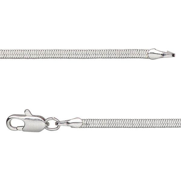 Chain 1pkg1 silver-plated herringbone, 2mm / lobster claw clasp, brass 24 inch image number 0