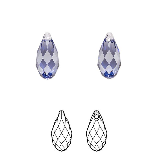 Briolette 2pk tanzanite, Crystal Passions&reg; 13x6.5mm pendant drop 6010 image number 0