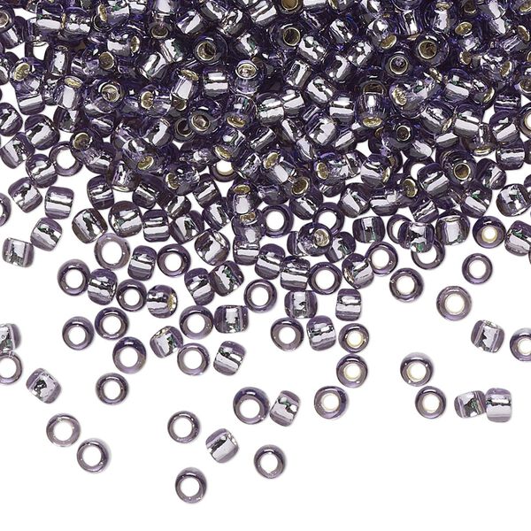 Seed bead, TOHO BEADS&reg;, glass, pkg/7.5g, #8 round, transparent silver-lined tanzanite (TR-08-39). image number 0