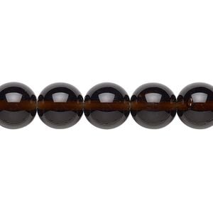 Bead, Preciosa, Czech glass druk, transparent dark brown, 10mm round. Sold per 15-1/2" to 16" strand.