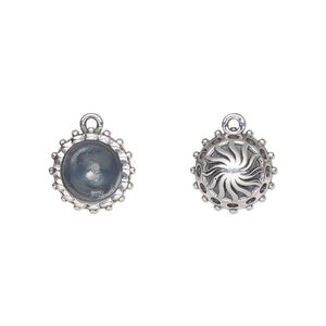 Drop, antiqued sterling silver, 11.5mm round with SS39 setting and decorative design back with beaded rim. Sold individually.