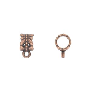 Bead 1pkg50 copper-plated "pewter", 8x6mm tube / dragonfly / closed loop, antique Dione&reg;