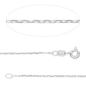 Chain 1pkg1 sterling silver cable, 0.9mm / springring clasp, Gossamer&trade; 16 inch