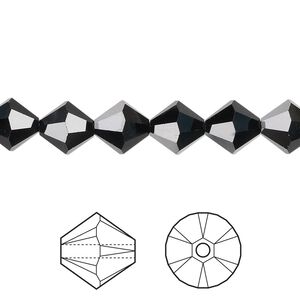 Bead 12pk jet, Crystal Passions&reg; 8mm bicone 5328