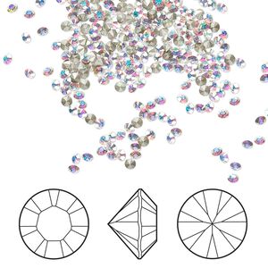 Chaton 1440pk crystal AB foil back, Swarovski&reg; 1.8-1.9mm PP12 round 1028