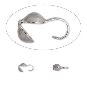 Bead tip bottom clamp-on 1pkg100 gunmetal-plated, 6x3mm / open loop, brass / Hot Tips&reg;