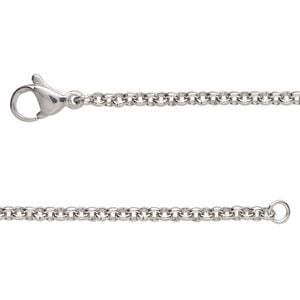 Chain 1pkg1 rolo, 2.5mm / lobster claw clasp, stainless steel 18 inch