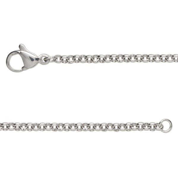 Chain 1pkg1 rolo, 2.5mm / lobster claw clasp, stainless steel 18 inch image number 0