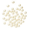 Bead, Czech pearl-coated glass druk 1pkg50, opaque matte cream, 8mm round. image number 1
