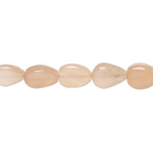Peach moonstone 1pkg1, hand-cut puffed teardrop bead natural 8 inch 8x6mm-12x8mm