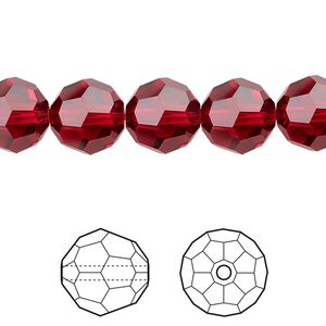 Bead 24pk scarlet, Crystal Passions&reg; 10mm round 5000