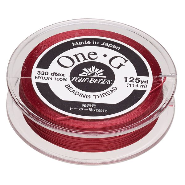 Thread, TOHO BEADS&reg;, One-G&trade; 1pkg125yd, nylon, red, size 0. image number 0