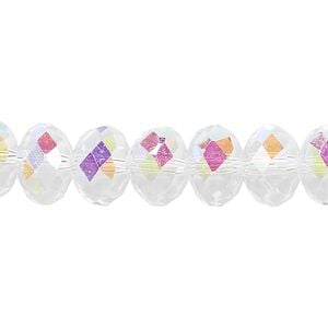 Bead 1pk 48 facets clear AB, Celestial Crystal&reg; 10x8mm rondelle 15.5-16 inch