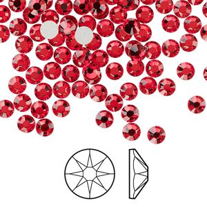Flat back 144pk light Siam foil back, Crystal Passions&reg; 3.8-4mm rose round SS16 2088