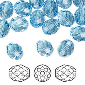 Bead 72pk aquamarine, Swarovski&reg; 9.5x8mm olive briolette 5044