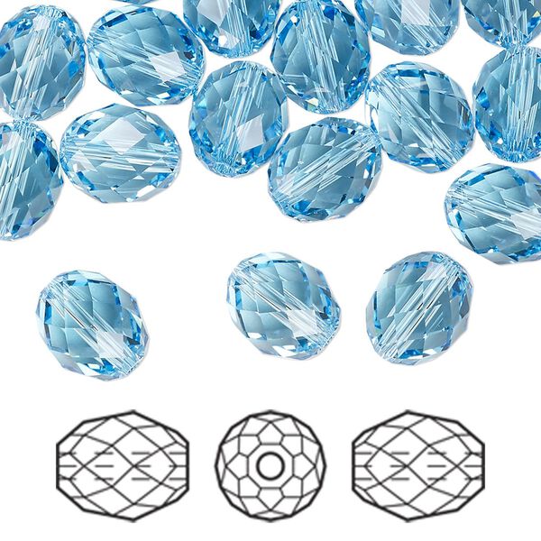 Bead 72pk aquamarine, Swarovski&reg; 9.5x8mm olive briolette 5044 image number 0