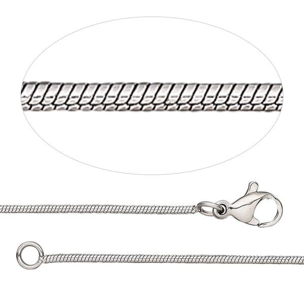 Chain 1pkg1 snake, 1.2mm / lobster claw clasp, stainless steel 18 & 20 inch image number 0