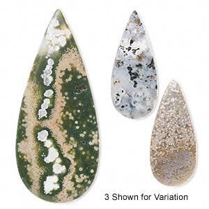 Ocean jasper 1pkg1, top-drilled flat teardrop focal natural 46x20mm