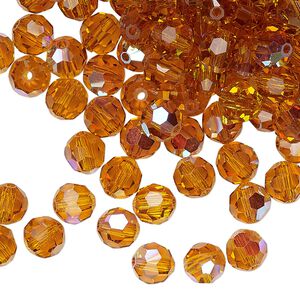 Bead 144pk topaz AB, Preciosa Czech crystal 6mm round