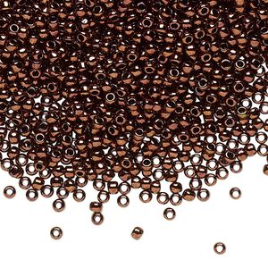 Seed bead, TOHO BEADS&reg;, glass, pkg/250g, #11 round, opaque dark bronze (TR-11-222).