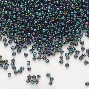 Seed bead, Dyna-Mites&trade;, glass, pkg/40g, #11 round, opaque iris green, (90101 11/0 RR).