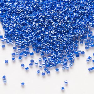 Seed bead, Delica&reg;, glass, pkg/250g, #11 round, opaque luster cyan blue (DB-1569).
