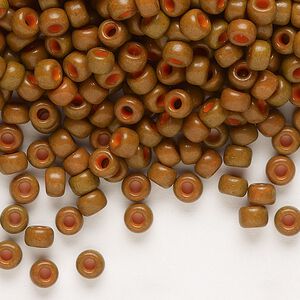 Seed bead, Miyuki 1pkg25g glass, #6 rocaille, opaque matte sienna / outside dyed (RR-1687)