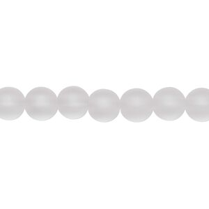 Quartz crystal 1pkg1, frosted round bead natural 15.5-16 inch 6mm