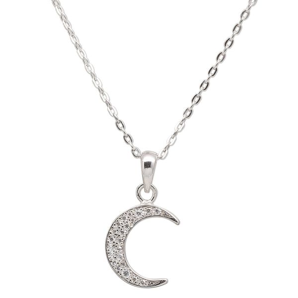 Necklace, Create Compliments&reg;, cubic zirconia and rhodium-plated sterling silver chain wearable at 16 and 18 inches. Sold individually. image number 0