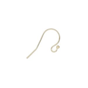Ear wire fishhook 1pkg2 14Kt gold, 12mm ball / open loop, 22 gauge 1 pair