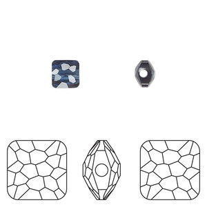 Bead 1pkg288 Montana, Swarovski&reg;, 6mm puffed square 5035
