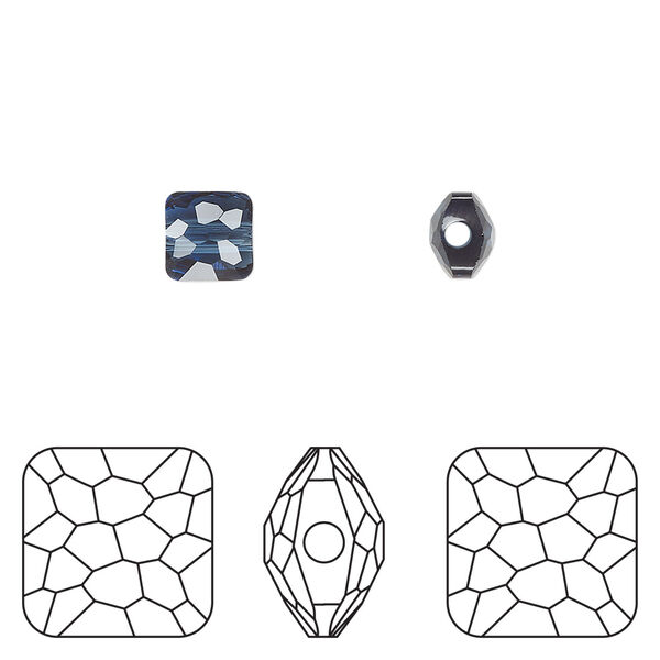 Bead 1pkg288 Montana, Swarovski&reg;, 6mm puffed square 5035 image number 0