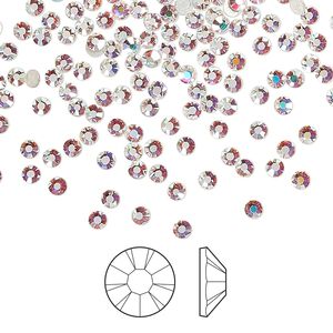 Flat back 144pk crystal AB foil back, Preciosa MAXIMA Czech crystal hotfix rhinestone 2.3-2.5mm chaton rose round SS8