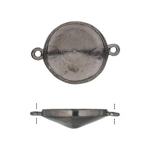Link, Almost Instant Jewelry&reg;, gunmetal-plated pewter (tin-based alloy), 21mm round with 18mm rivoli setting. Sold individually.