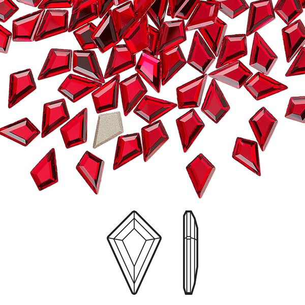 Flat back 288pk light Siam foil back, Swarovski&reg; 6.4x4.2mm kite 2771 image number 0