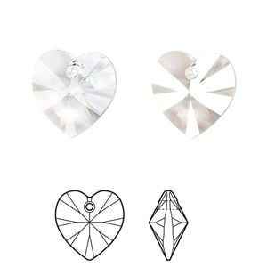 Drop 2pk crystal, Crystal Passions&reg; 14mm pendant heart 6228