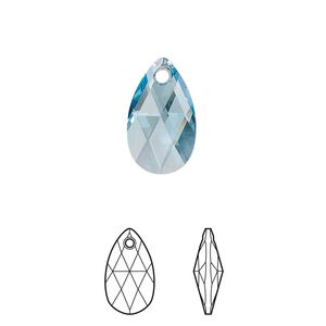 Drop 144pk aquamarine, Swarovski&reg; 16x9mm pendant pear 6106