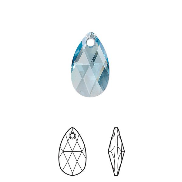 Drop 144pk aquamarine, Swarovski&reg; 16x9mm pendant pear 6106 image number 0