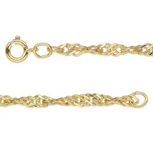 Chain 1pkg1 Singapore, 3.8mm / springring clasp, gold-finished steel 17-18 inch