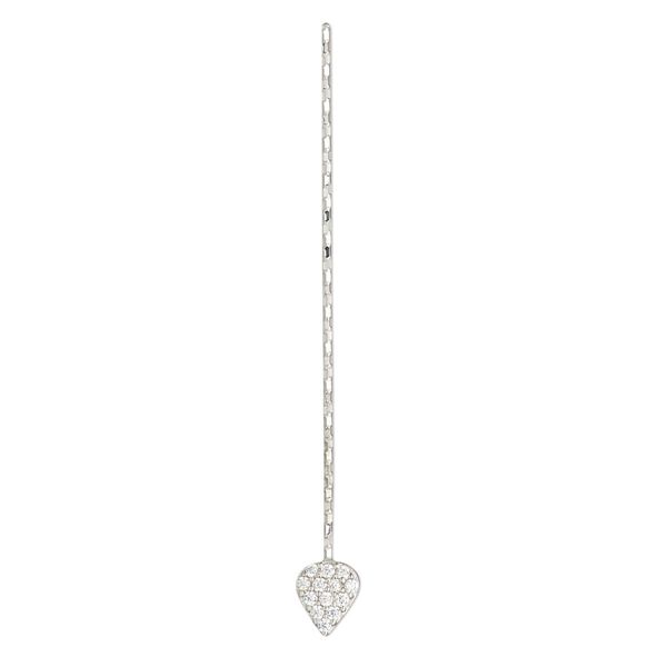 Paddle pin 1pkg1 sterling silver, 1.5 inch / teardrop, 22 gauge rhodium-plated image number 0