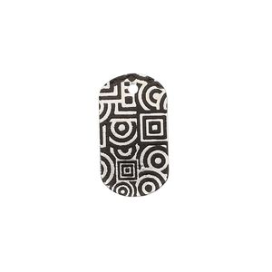 Drop, imitation rhodium-finished carbon steel, black, 20x11mm single-sided dog tag with geometric design. Sold per pkg of 4.