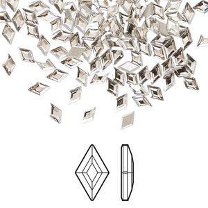Flat back 24pk crystal silver shade foil back, Crystal Passions&reg; 5x3mm diamond 2773