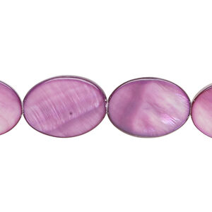 Mother-of-pearl shell 1pkg1, flat oval bead 15 inch violet 17x12mm-18x13mm