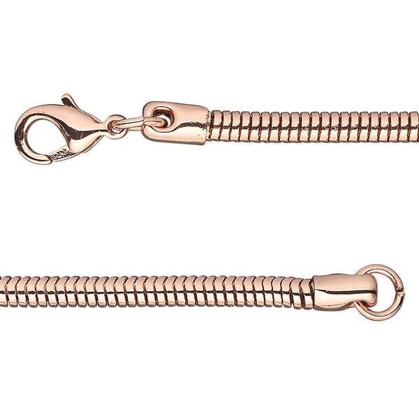 Chain 1pkg1 copper-plated snake, 3.2mm / lobster claw clasp, Dione&reg; brass 16 inch image number 0