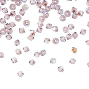 Bead 144pk light amethyst glitter, Preciosa Czech crystal 3mm bicone