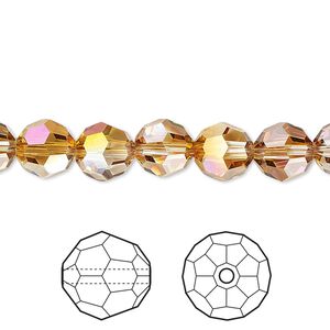 Bead 12pk crystal mahogany, Crystal Passions&reg; 8mm round 5000